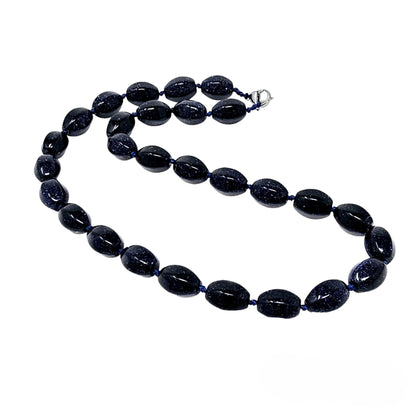 Blue Sandstone 10x14mm Gemstone Beaded Necklace