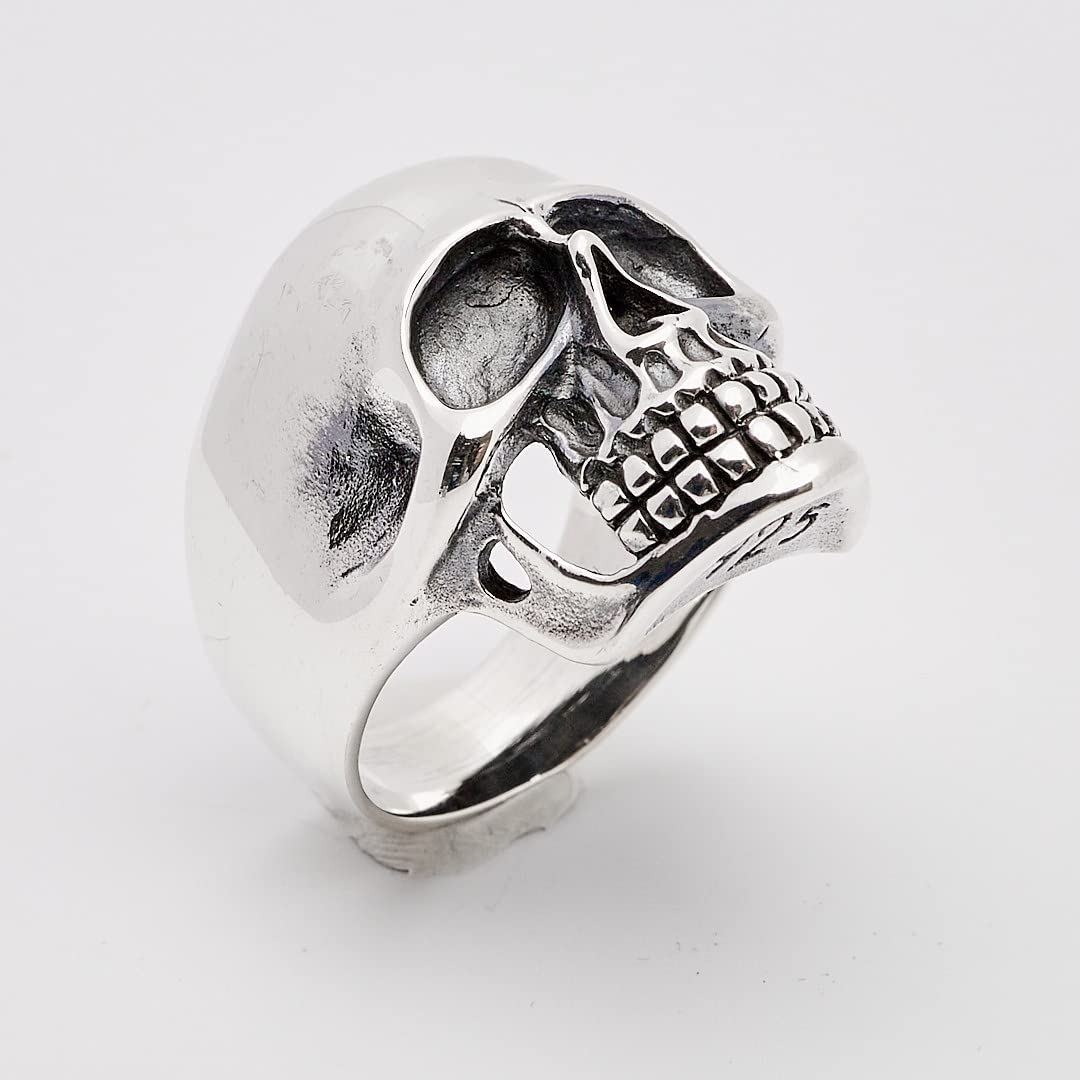 925 sterling silver chunky skull ring biker jewelry