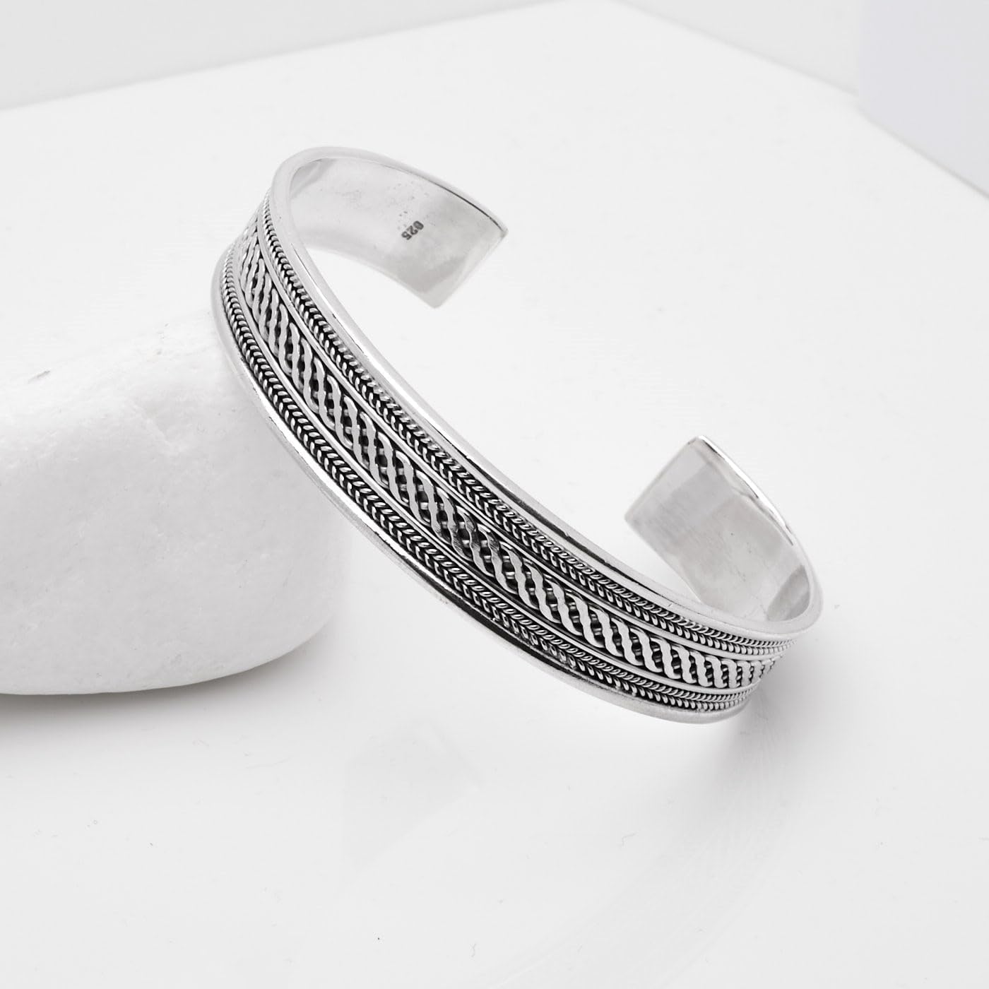 12mm wide celtic braided cuff bangle bracelet 925 sterling silver
