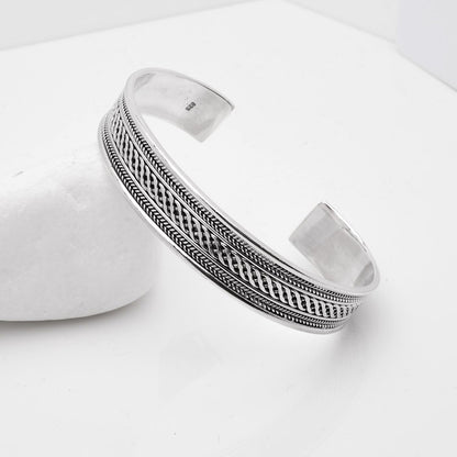 12mm wide celtic braided cuff bangle bracelet 925 sterling silver