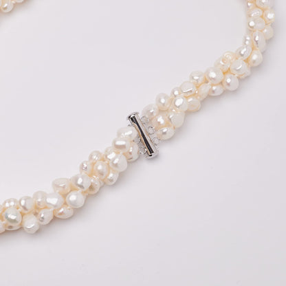 Women's Pearl Necklace | Modern Chunky Multi-Strand Freshwater Baroque Pearls