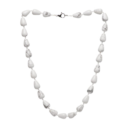 White Turquoise Round Teardrop Gemstone Necklace