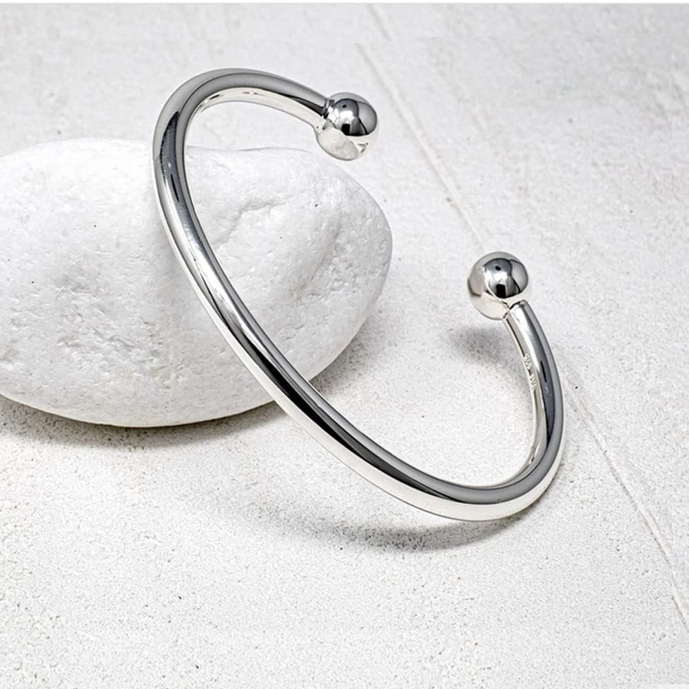 Torque Bangle Bracelet | Solid 925 Sterling Silver Cuff for Men