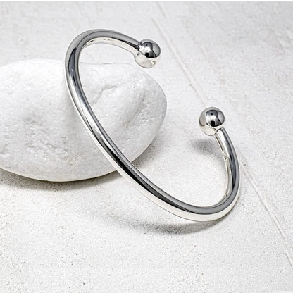 Torque Bangle Bracelet | Solid 925 Sterling Silver Cuff for Men