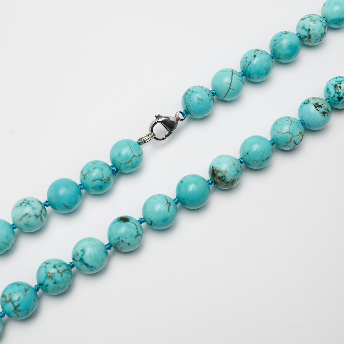 Blue Turquoise Gemstone Necklace | Handmade 10mm Beaded Jewelry for Women