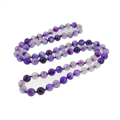 Purple Agate 10mm Gemstone Beaded Necklace 35 inch long