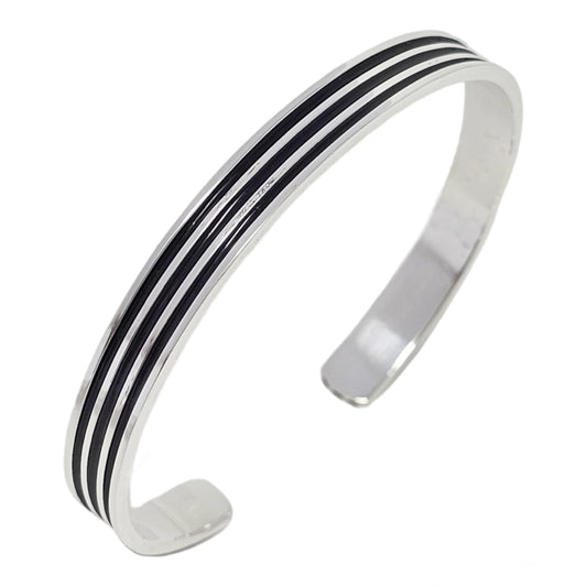 925 sterling silver triple lines bangle bracelet