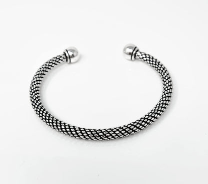 Rope Torque Bangle | Heavy 925 Sterling Silver Cuff Bracelet for Men