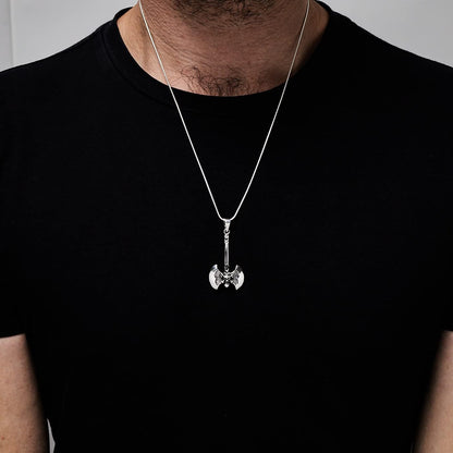 Skull Axe Sterling Silver Pendant