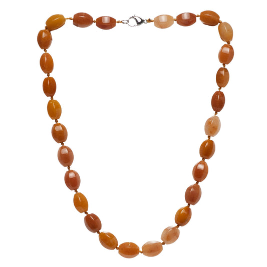 Agate 10x14mm Gemstone Beaded Necklace