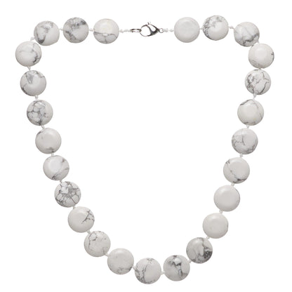 Women's 16mm Round Disc Natural White Turquoise Necklace | Natural Gemstone Jewelry