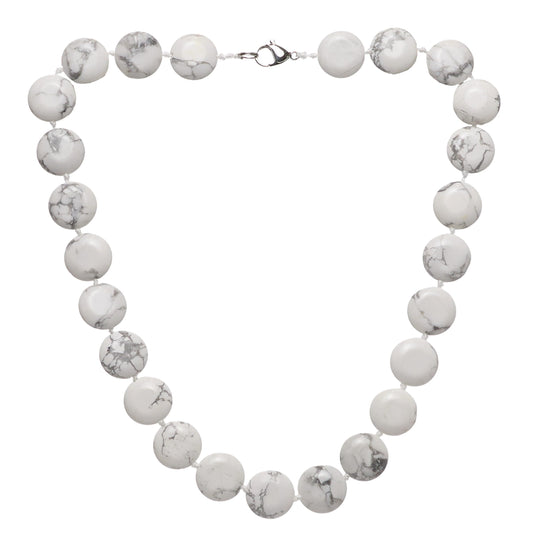 Women's 16mm Round Disc Natural White Turquoise Necklace | Natural Gemstone Jewelry