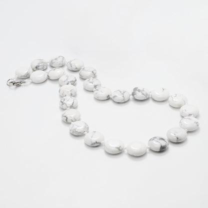 Women's 16mm Round Disc Natural White Turquoise Necklace | Natural Gemstone Jewelry