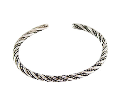 Unisex Silver Bangle | 925 Sterling Silver Rope Twisted Design