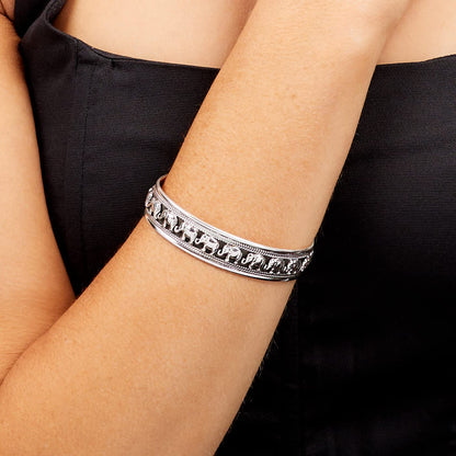 Elephant Bangle Bracelet | Unique 925 Sterling Silver Adjustable Bracelet for Women and Men