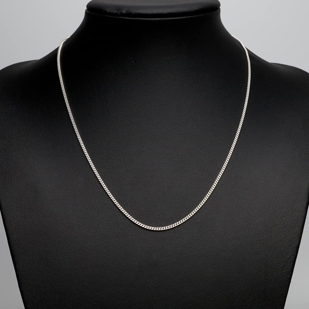 Unisex Silver Necklace | 2mm 925 Sterling Silver Curb Chain - Lengths: 16", 18", 19", 20", 22", 24"