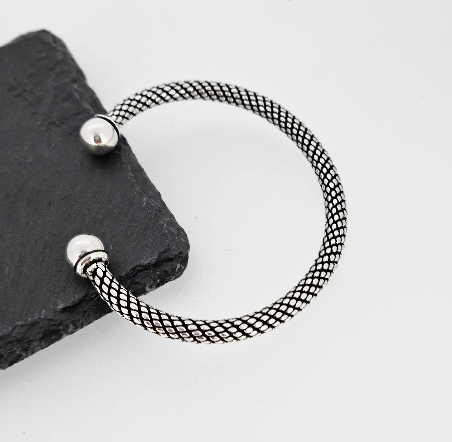 Rope Torque Bangle | Heavy 925 Sterling Silver Cuff Bracelet for Men
