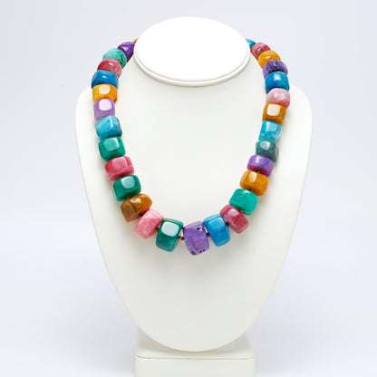 Chunky Natural Gemstone Necklace Multicoloured