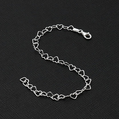 heart link chain bracelet 925 sterling silver 