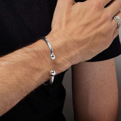 Torque Bangle Bracelet | Solid 925 Sterling Silver Cuff for Men