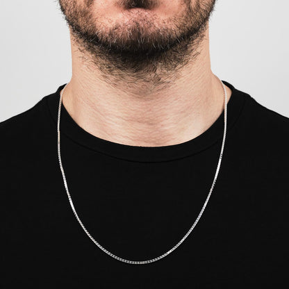 Unisex Silver Necklace | 1.6mm 925 Sterling Silver Box Chain - Length: 18"