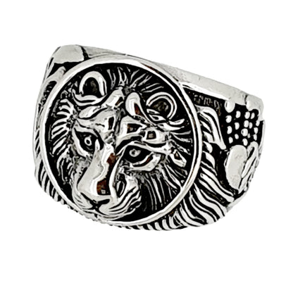 Lion Ring for Men | Chunky 925 Sterling Silver Lion Design - Size: 1