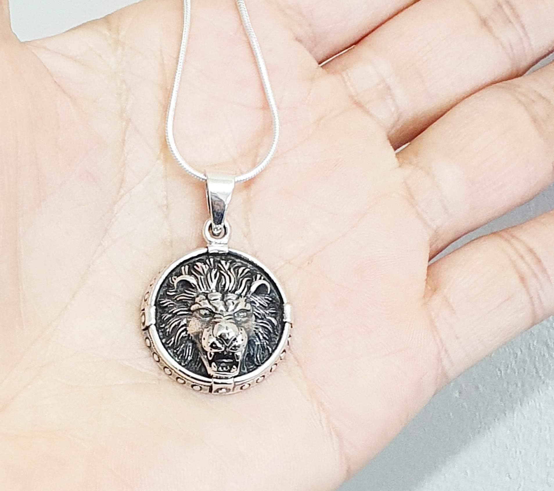  lions head pendant 925 sterling silver