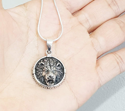  lions head pendant 925 sterling silver