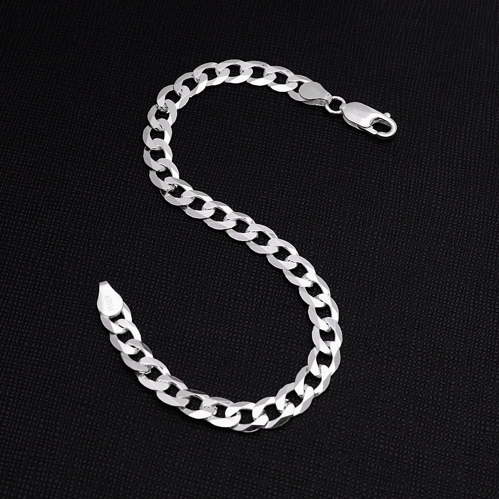 925 sterling silver 6.2mm width curb chain bracelet
