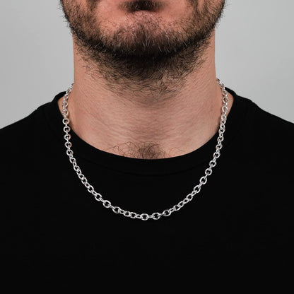 6mm thick chunky 925 sterling silver anchor chain necklace on male model