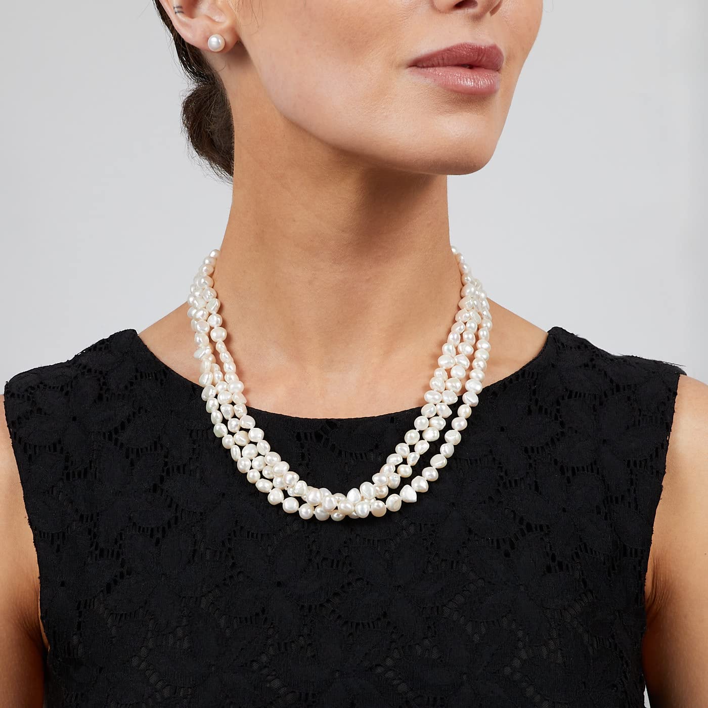 Women's Pearl Necklace | Modern Chunky Multi-Strand Freshwater Baroque Pearls