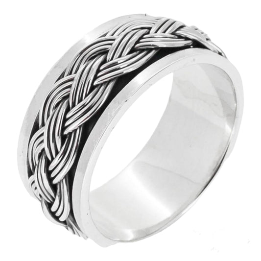 Briaded Design 925 sterling silver spinning ring 