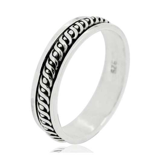925 sterling silver rope design spinning ring 