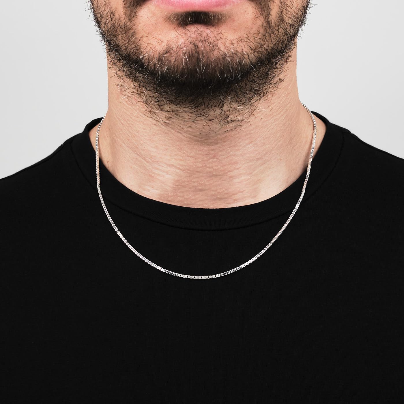 Unisex Silver Necklace | 1.6mm 925 Sterling Silver Box Chain - Length: 18"
