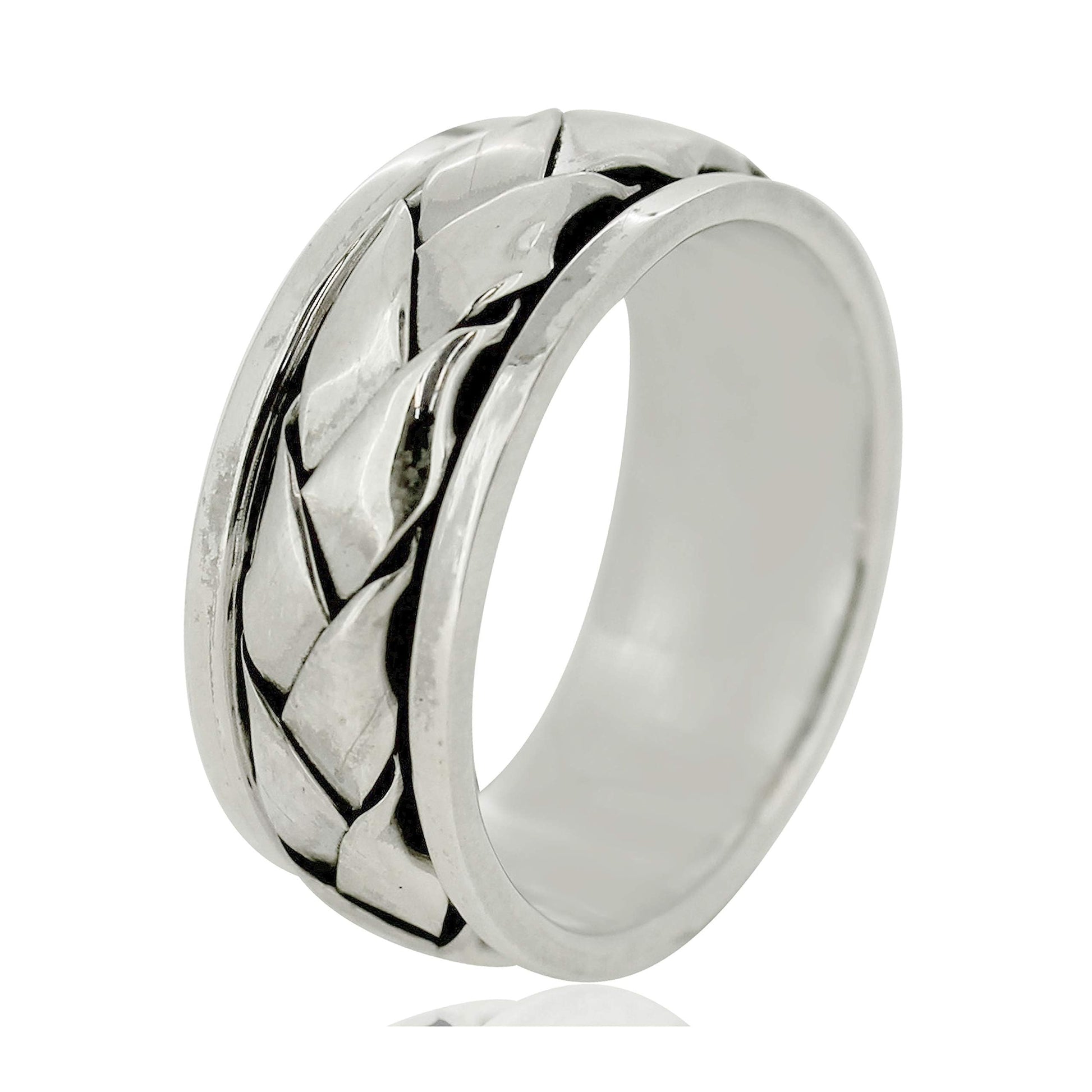925 sterling silver braided design spin ring 