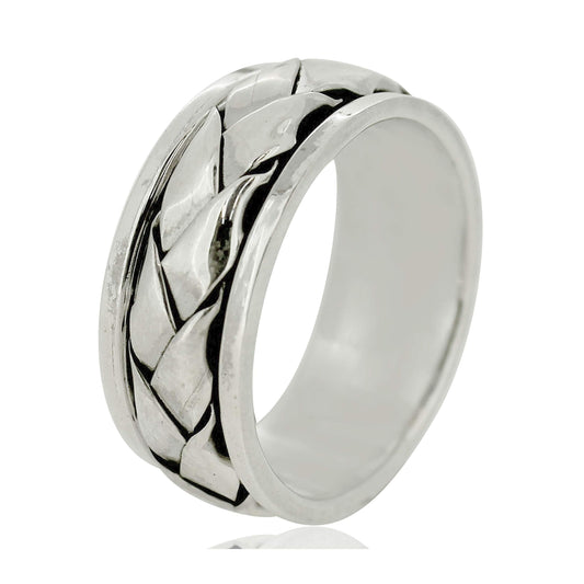 925 sterling silver braided design spin ring 