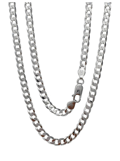 Men's Solid 925 Sterling Silver Chain Necklace | 6.2mm Curb Chain Available in Lengths 40cm to 70cm | High-Quality Italian Silver