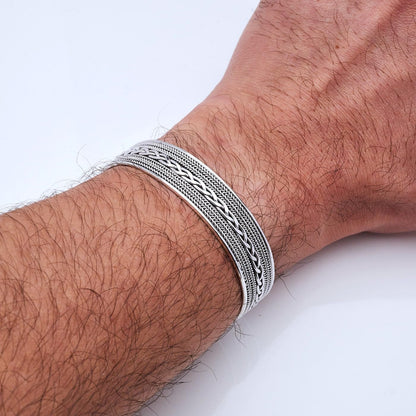 Men's Bangle Bracelet | Solid 925 Sterling Silver Jewelry