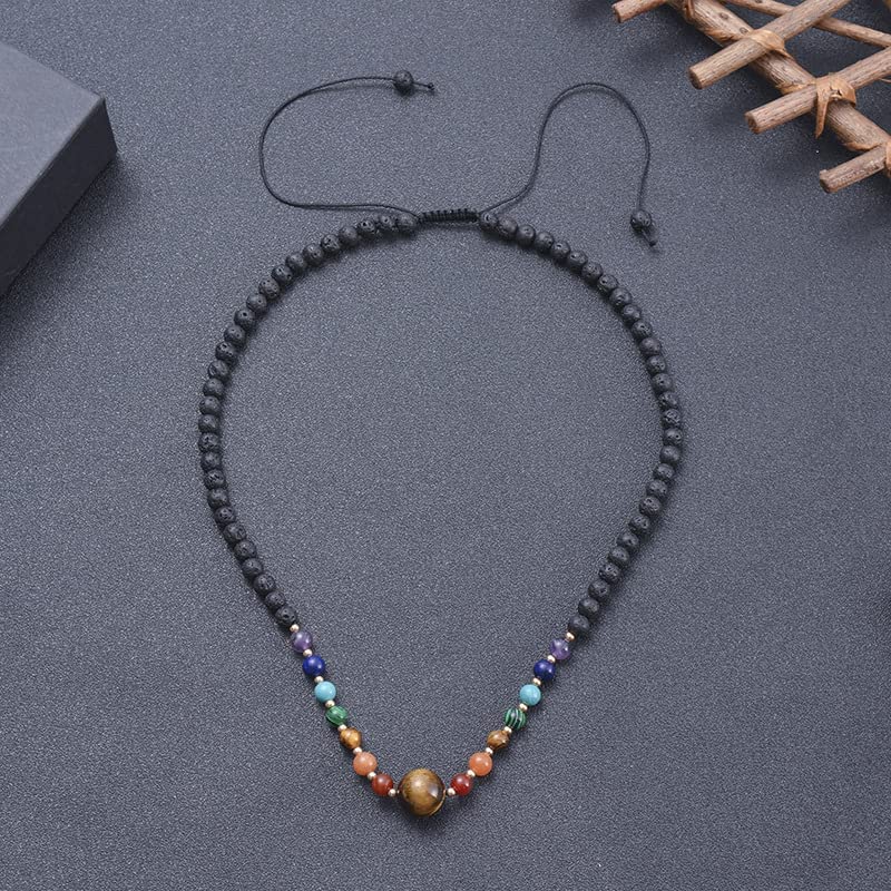 Unisex Chakra Beaded Necklace | Handmade with Natural Gemstones - Adjustable Length