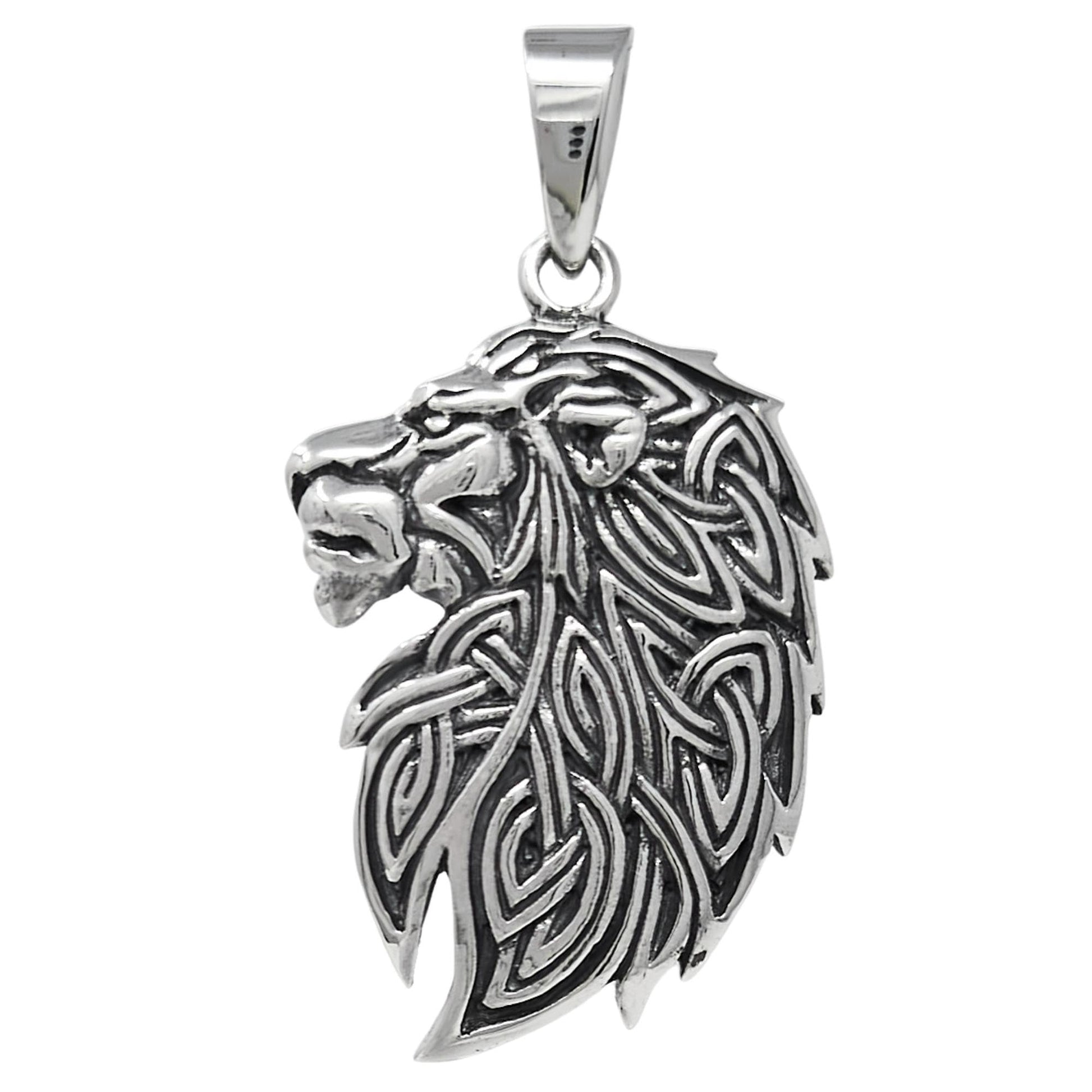 925 sterling silver lion relief pendant
