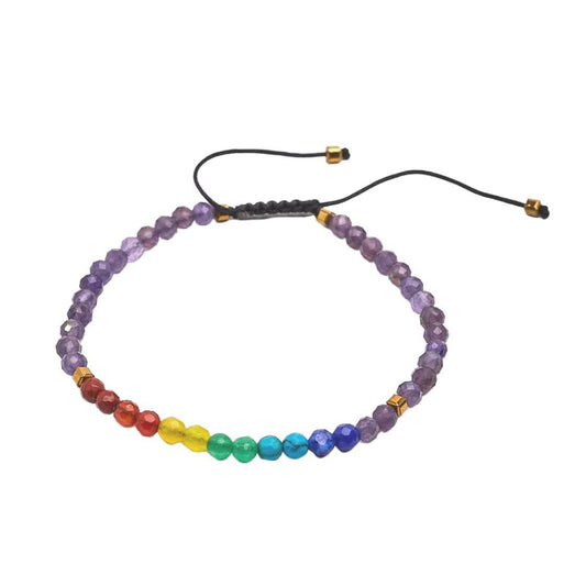 Women's Handmade Gemstone Bracelet | 4mm Natural Gemstone Adjustable Bracelet Pink, Blue, and Multicolor Options for Women
