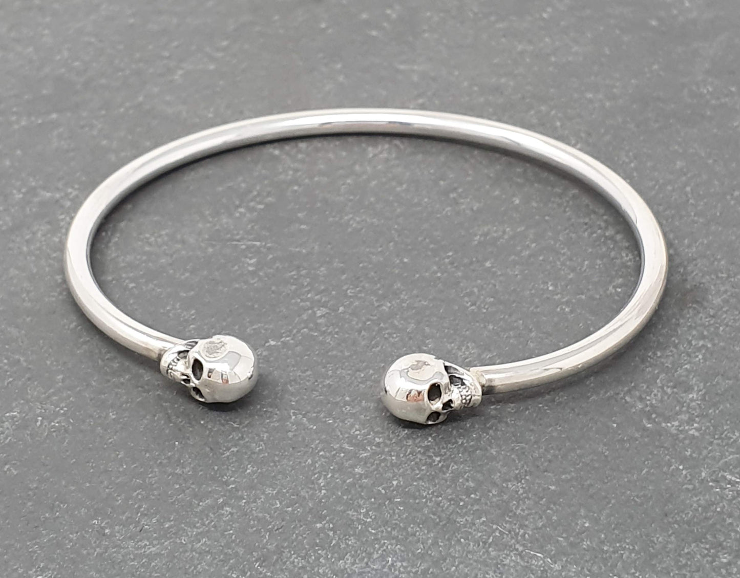 Women's Skull Bangle | Handmade 925 Sterling Silver Skull Bangle Bracelet for Women