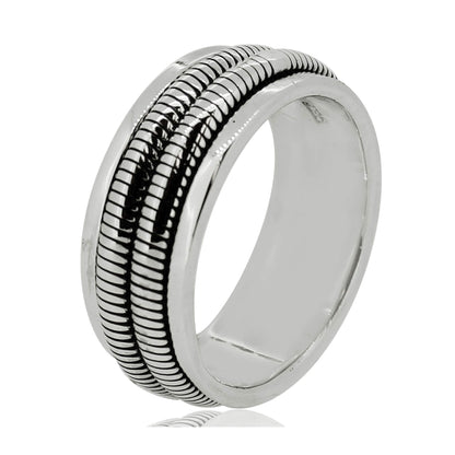 Double-ropes design spinning ring 925 sterling silver