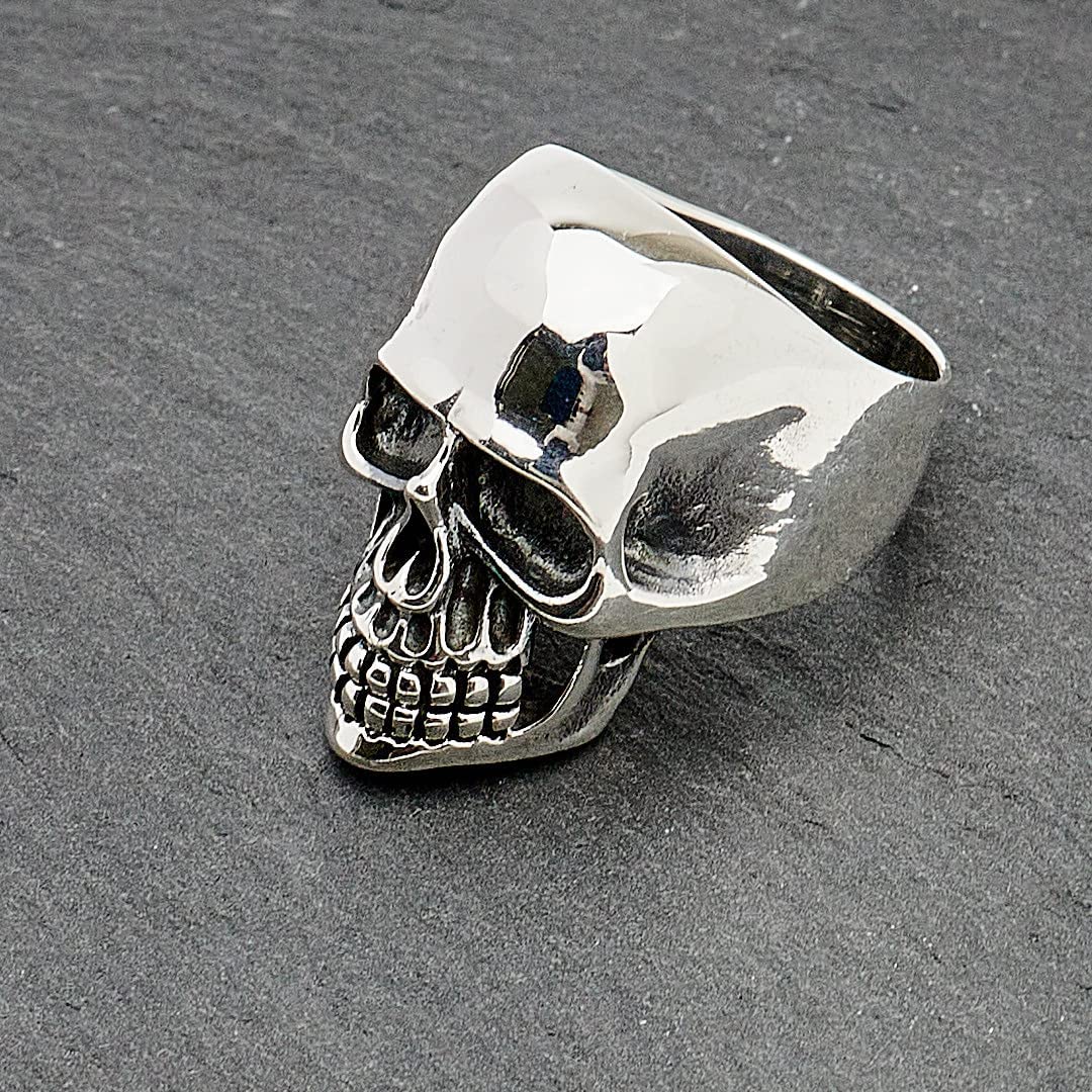 925 sterling silver chunky biker jewelry skull ring for him