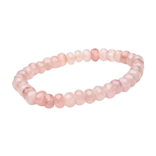 Gemstone Beaded Bracelet | Handmade Faceted Rose Quartz 8mm Crystal Stretch Bracelet for Women