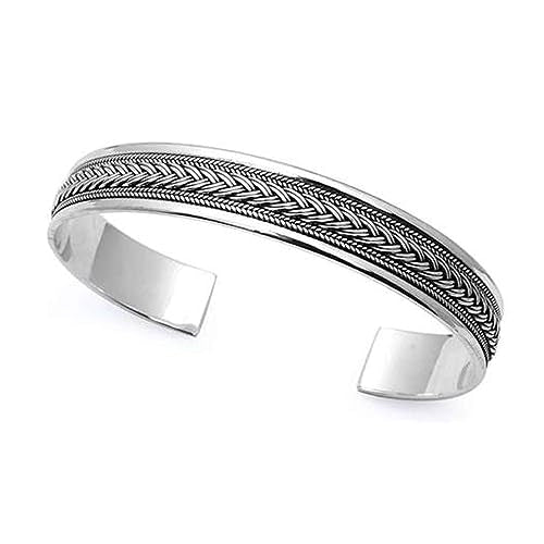 Adjustable Braided Bangle | Solid 925 Sterling Silver Bracelet for Men and Women