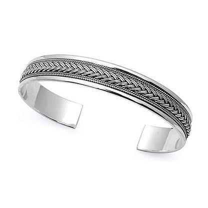 Adjustable Braided Bangle | Solid 925 Sterling Silver Bracelet for Men and Women