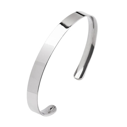 Men's Silver Bangle | Plain 925 Sterling Silver Cuff Bracelet - Gift Boxed