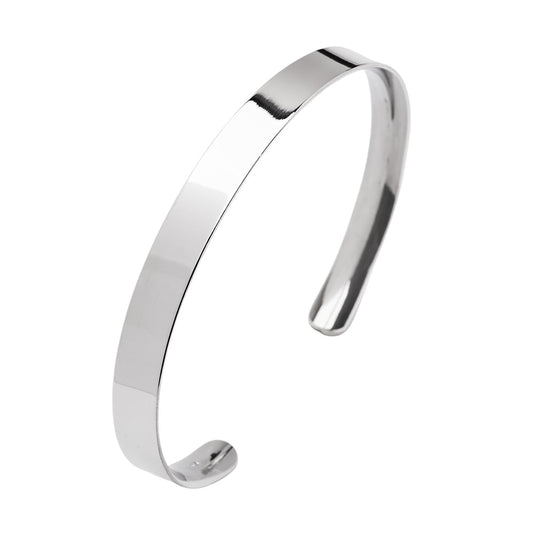 Men's Silver Bangle | Plain 925 Sterling Silver Cuff Bracelet - Gift Boxed
