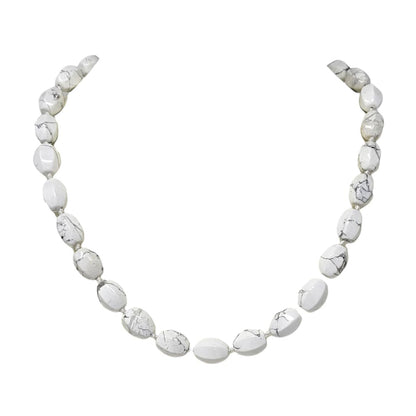 White Turquoise 10x14mm Gemstone Beaded Necklace